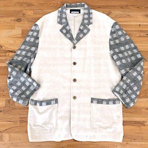 SMASH Women's Linen Tan Pattern Blazer Jacket M